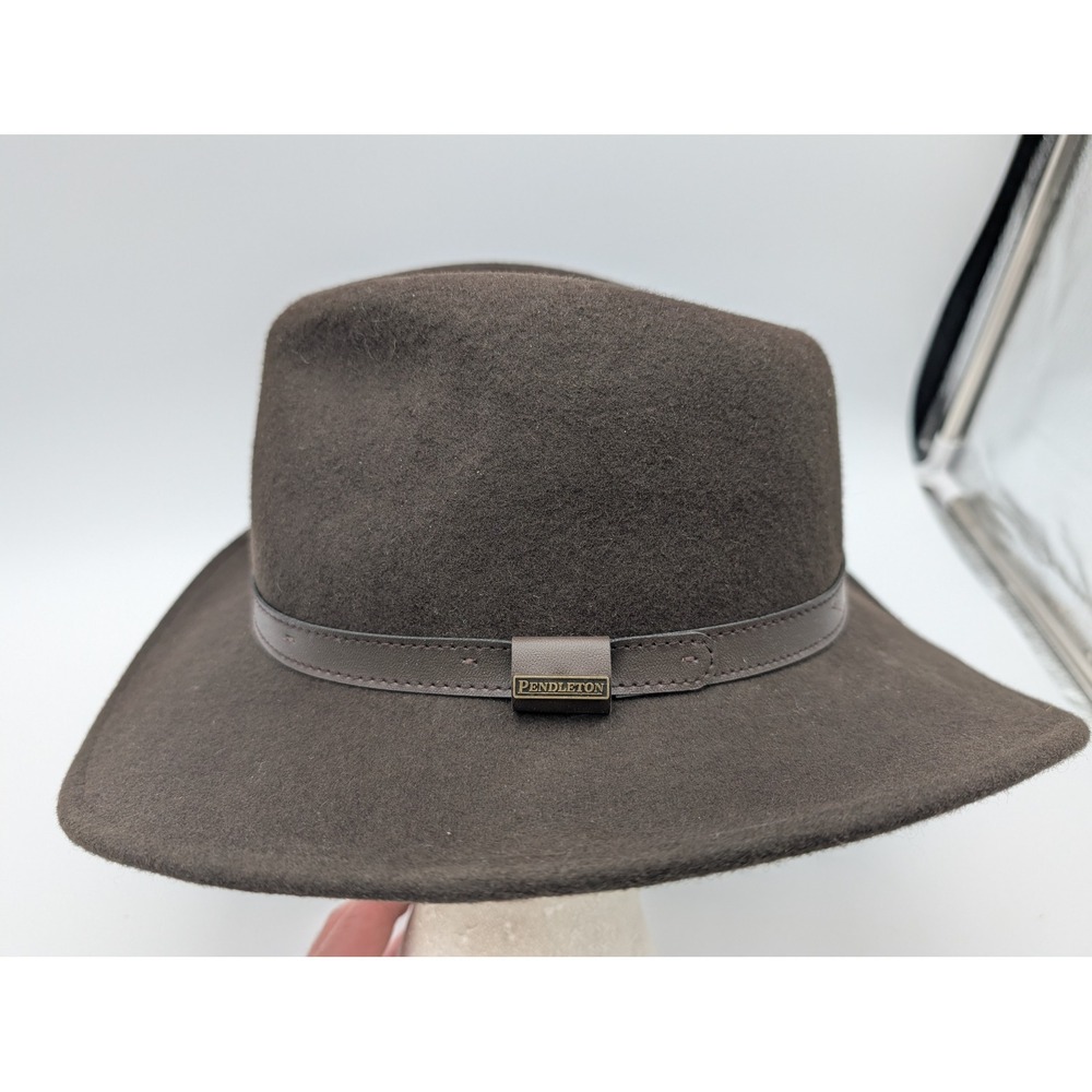 Pendleton Brown Wool Felt Fedora Hat Leather Band AB196-71018 Mens L